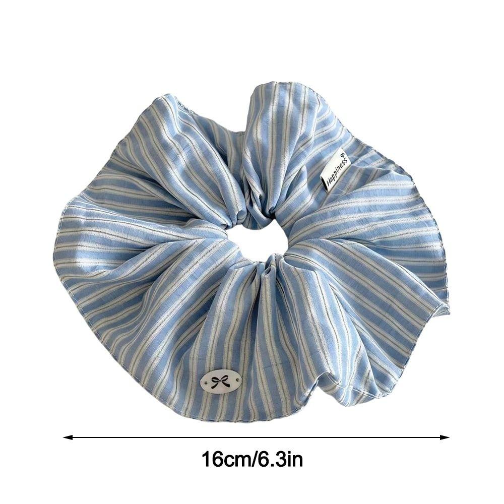 New Stripe Flower Scrunchies Blue Oversized Big Hair Tie Headwear Hair Tie Ring Hair Accessories