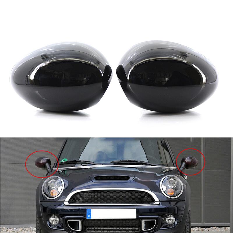 1 Pair Door Side Wing Mirror Cover Rearview Mirror Cap Gloss Black Left Right for Mini R55 R56 R57 R58 R59 R60 R61 Clip-on