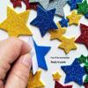 Gold Glitter Five-Pointed Star Foam Stickers for Kindergarten - Small EVA Geometric Shapes