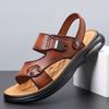 Men's sandals 2025 summer cowhide high-end beach shoes men's casual outer wear leather sandals extra large size 4748