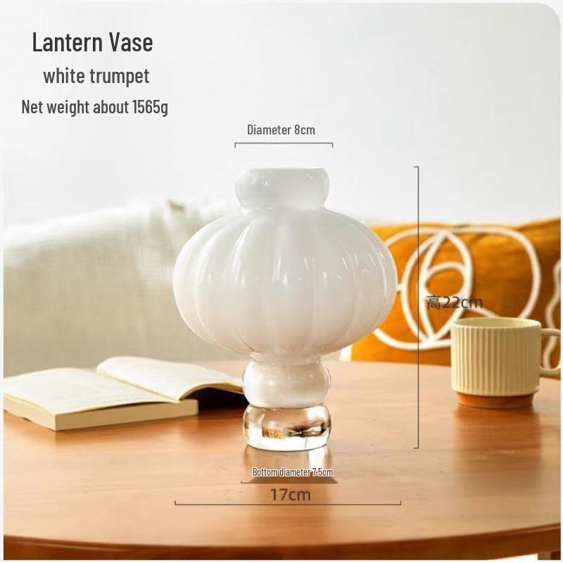 Modern Lantern-Shaped Glass Vase for Home and Showroom Decoration