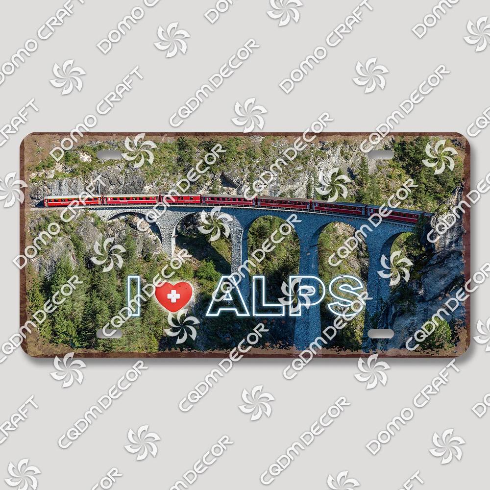 I Love Switzerland Poster License Plates Retro Alps Geneva Zurich Scenery Metal Tin Sign Cafe Living Room Home Wall Decor