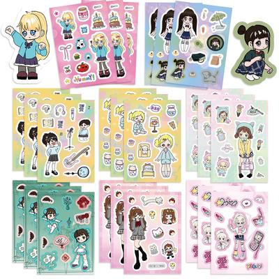 8 Koreanische Q-Version Mädchen Collage Basteln DIY Dekoration Handyhülle Dekoration Wasserdichte Aufkleber