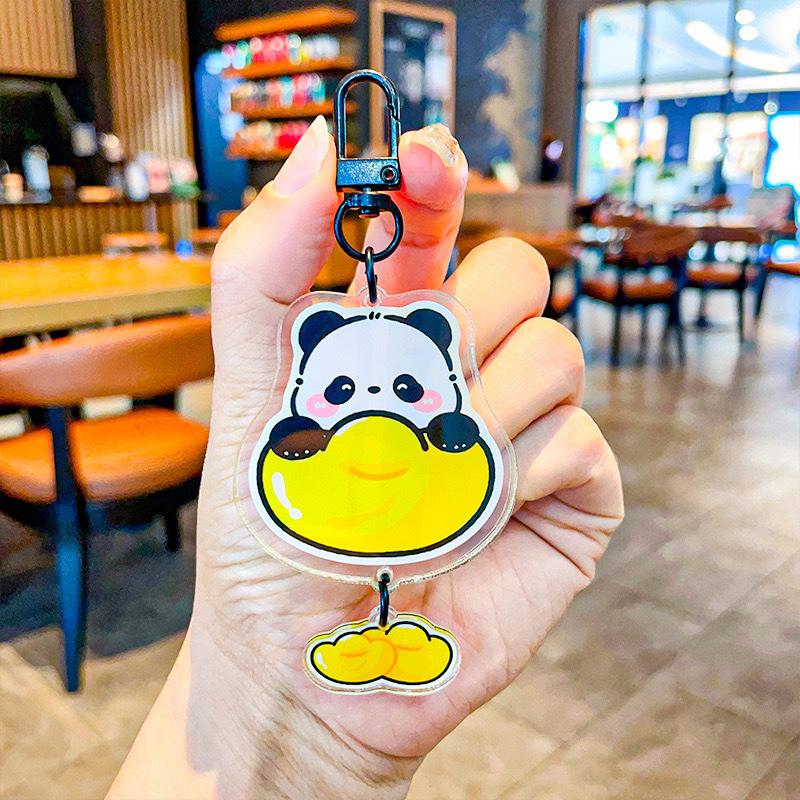 Acrylic Panda Keychain Student Holiday Gift Decorative Key Ring Cute Acrylic Keychain Pendant