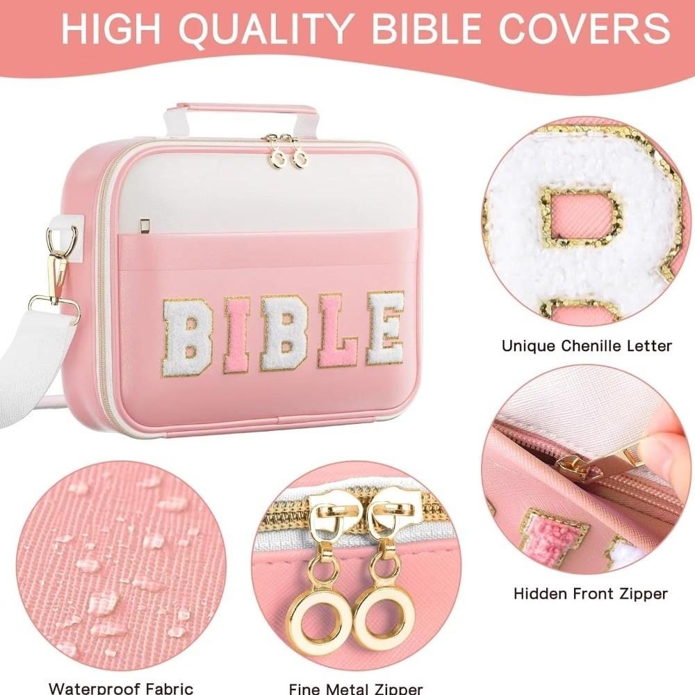 Portable Bible Cover Case Dustproof Large-capacity Bible Carrying Bags with Shoulder Strap Multilayer Book Storage Bag Women