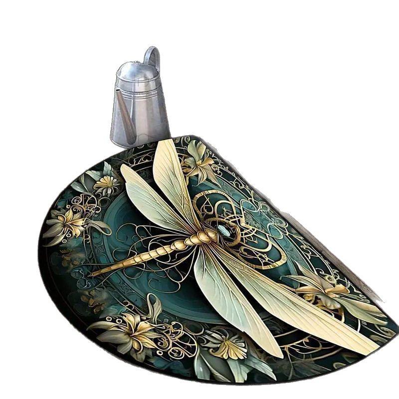 Retro American Semicircle Dirt-Resistant Easy-Clean Crystal Velvet Doormat