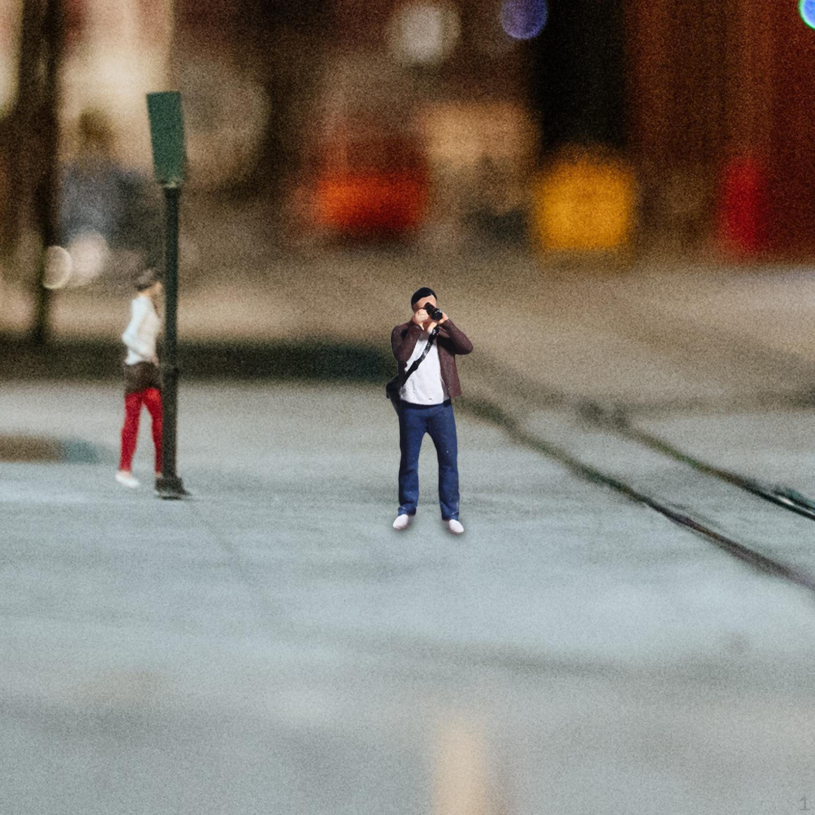 

1/64 Фигурка человека Уличная Мини Архитектурная Фигурка для Макет Железной Дороги Рабочий стол Man taking photo