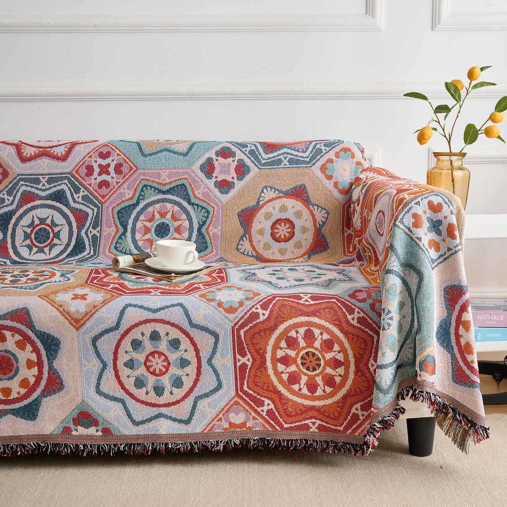 American Retro Ethnic Style Linen Sofa Cover Throw Dust Protector Blanket