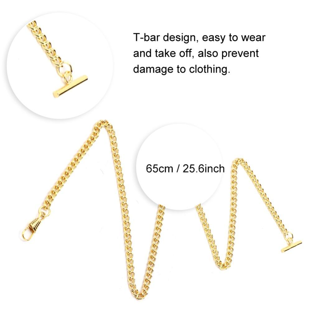 65cm Length Pocket Watch Chain Silver Plated T-Bar Chain Vintage Watch Chain Vest Suit