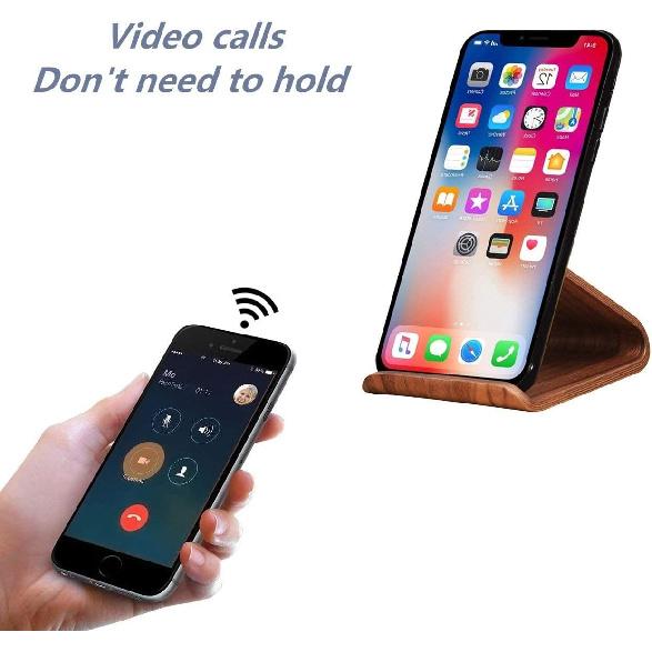 SAMDI Cell Phone Stand, iPhone Wood Dock: Cradle, Holder for Switch All Android Smartphone, iPhone 6 6s 7 8 X Plus 5 5s 5c Accessories Desk - ( Black