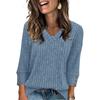Women's T Shirt Tee Button 3/4 Sleeve Tunic Daily Weekend Fashion Basic V- Neck Regular Top