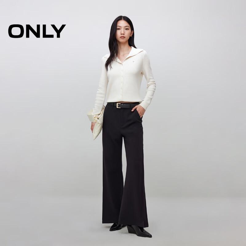 ONLY Women's High-Waist Hidden Placket Flared Casual Trousers