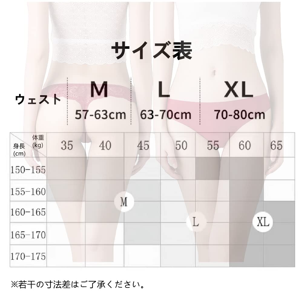 BEKYNI Lace Seamless Back Seamless Sexy Lucky Women's T-Back Panties, Lace, Low-Rise Panties, Bag, 5-Pack (3L, 5-Pack-2)