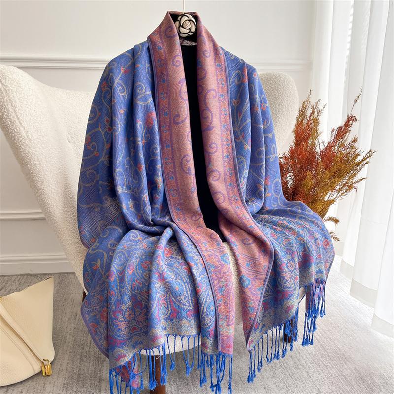 Autumn Bohemian Ethnic Paisley Cashmere Shawls Scarf for Women Warm Jacquard Pashmina Scarves Print Design Lady Foulard Stoles