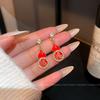 New Year's Festive Ankara Red Lucky Bag Earrings Women's National Tide Lucky Treasure Red Lantern Earrings Fashion Versatile Earrings