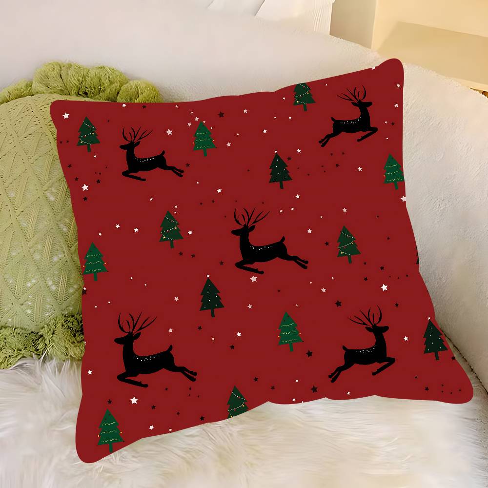 

Рождественская наволочка с оленем, съемная, моющаяся, чехол для подушки – всесезонный мягкий лен 12x12Inch
