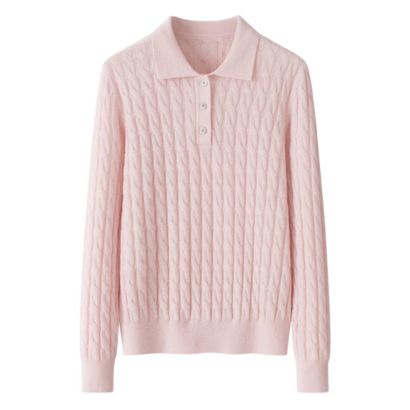 100% Pure Cashmere Cable Knit Long-Sleeve Sweater - Women's Autumn Wear
