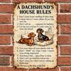 1pc Dachshund Home Rules Metal Sign, 8x12in 2D Flat Iron Wall Art, Cute Dog Themed Hanging Plaque