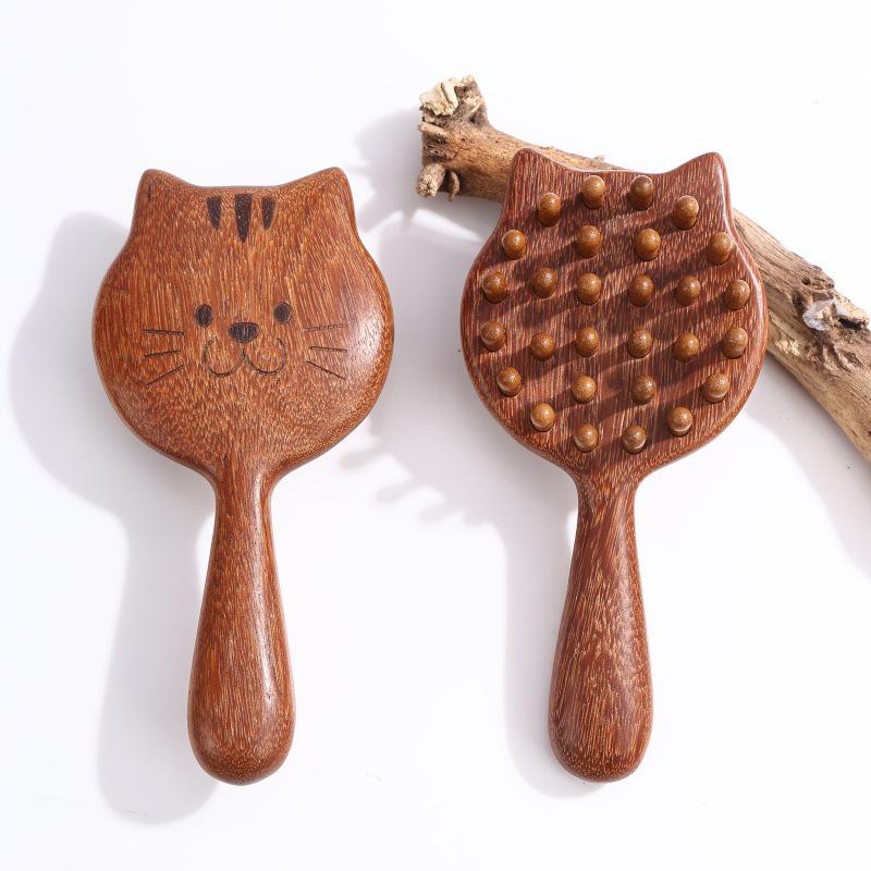 Solid Wood Abdominal Massage Brush for Belly and Meridian Relief