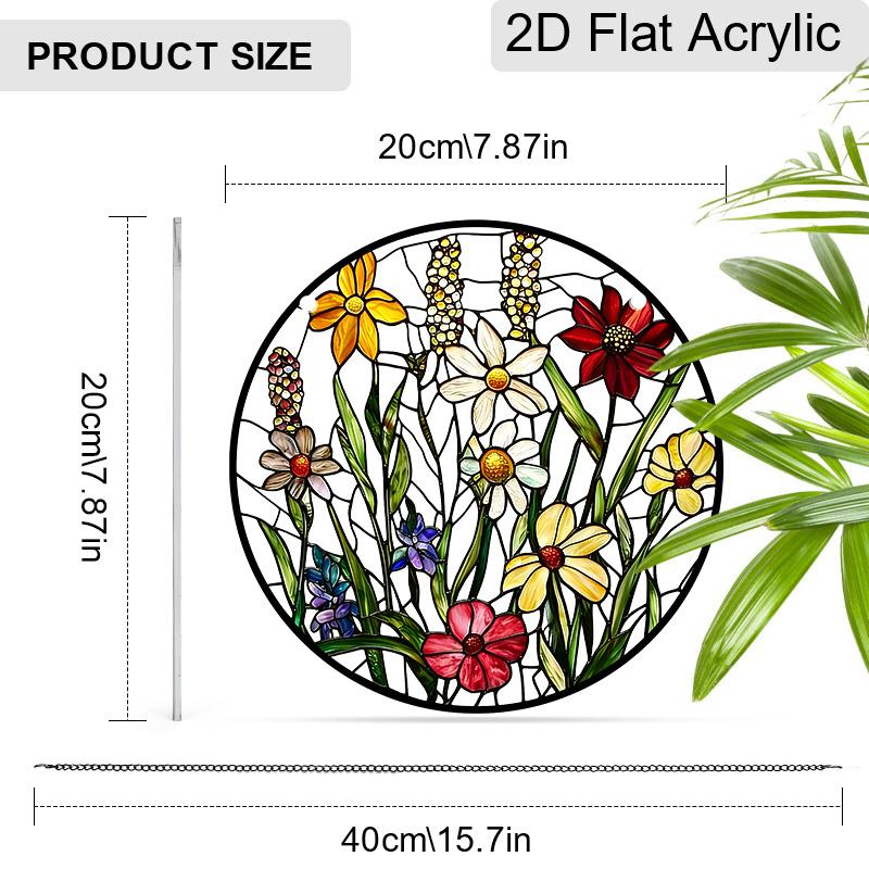 Acrylic Mixed Wildflower Meadow Suncatcher Stained Glass Effect Window Hanging Ornament Floral Themed Gift for Home
