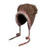 Bear Ears Plush Hat for Women in Winter Versatile Warm Ear Protection Knitted Hat Korean Style Large Head Circumference Woolen Hat