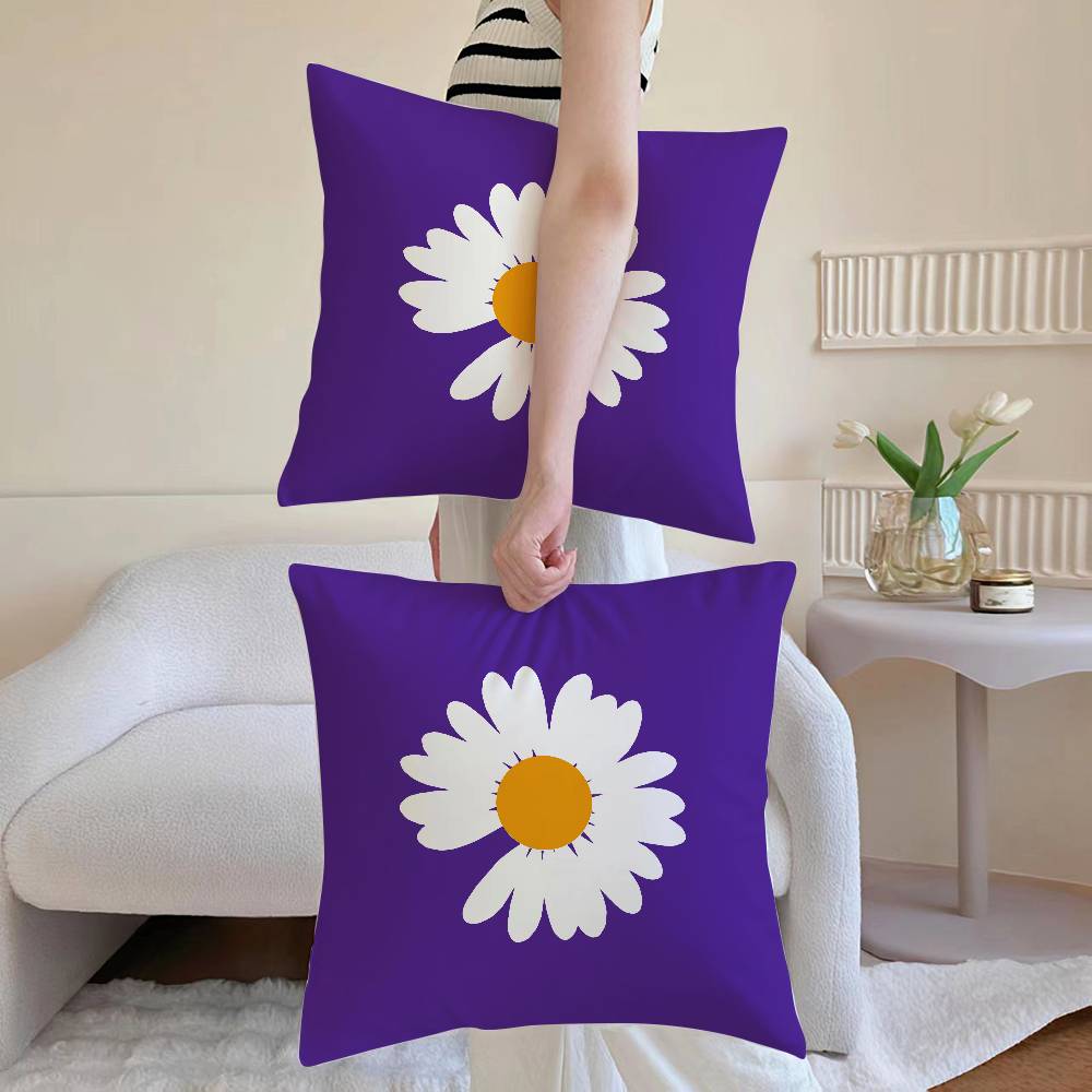 Anime Daisy Pillow Case Sofa and Living Room Decorative Cushion Covers Dust-proof and Mite-proof Invisible Zipper