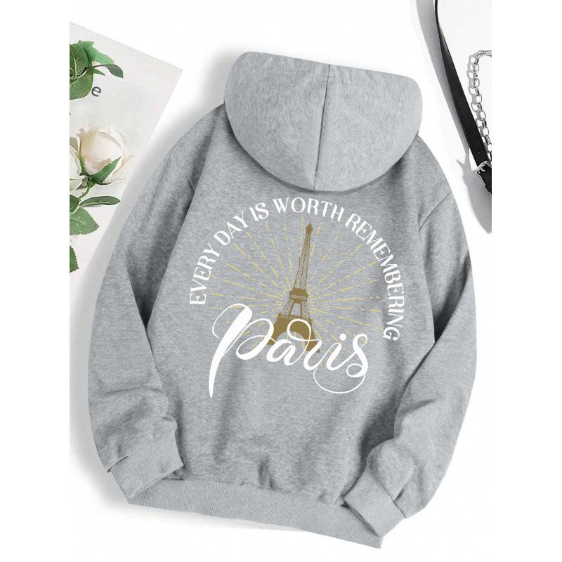 Paris Simple Letter Pattern Print Female Hoodie