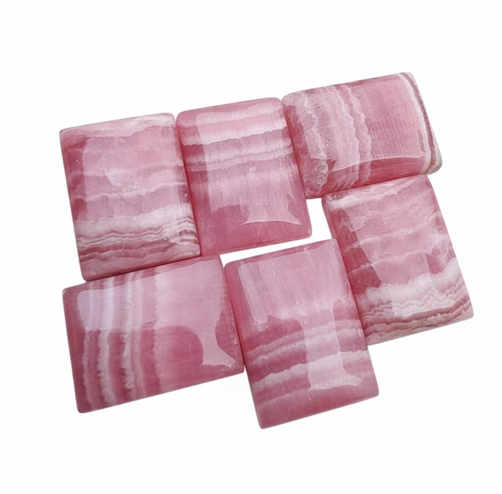 Rectangular Rhodochrosite Cabochons for Jewelry - Pink and White Striped Gemstones