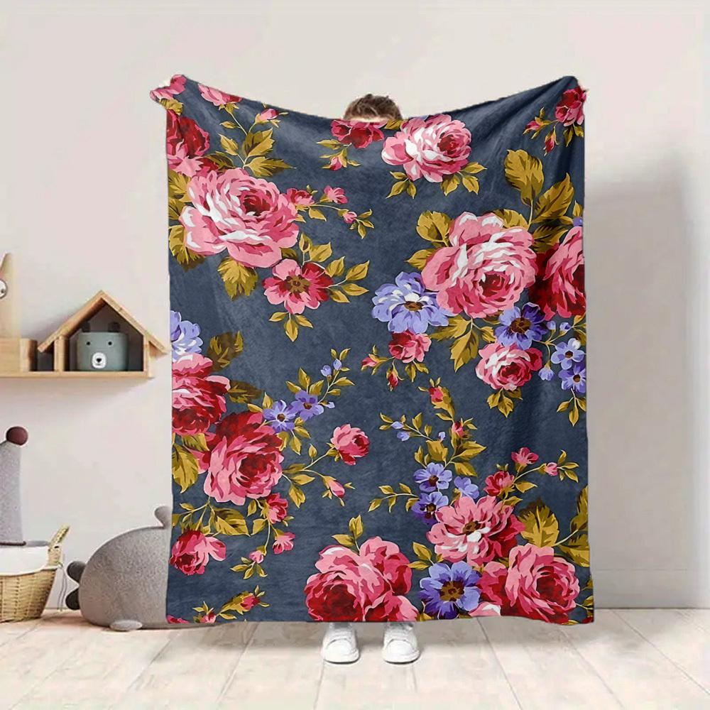 1pc Floral Pattern Blanket Warm, Cozy, And Soft, Suitable for Sofas, Beds, Cars, And Office Use.Perfect for Camping And Travel, Making It a Great Gift