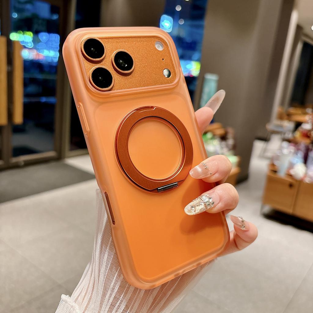 Applicable To iPhone17ProMax Ice Mist Magnetic Suction Bracket Mobile Phone Case Apple 16Pro Anti-drop 15 Protective Case
