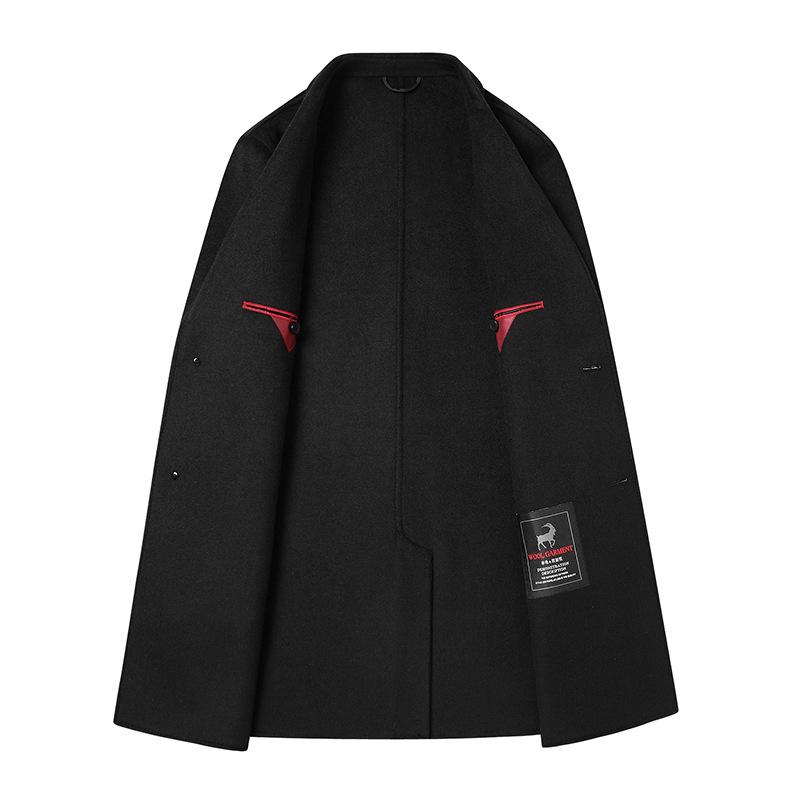 Autumn and Winter New Woolen Coat Men's Hand-sewn Double-sided Woolen Coat Medium and Long Double-hanging Woolen Trench Coat