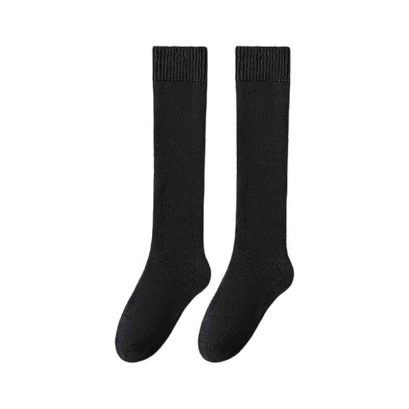 

Elastic Thermal Boot Stockings Soft Breathable Fabric Thick Terry Lined Thigh High Long Socks Leg Warmers For Women чорний