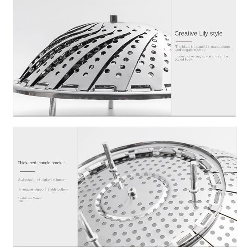 HANYANG Practical Stainless Steel Lotus Adjustable Folding Tray Various Magic Fruit Plate Telescopic Folding Steamer Tray