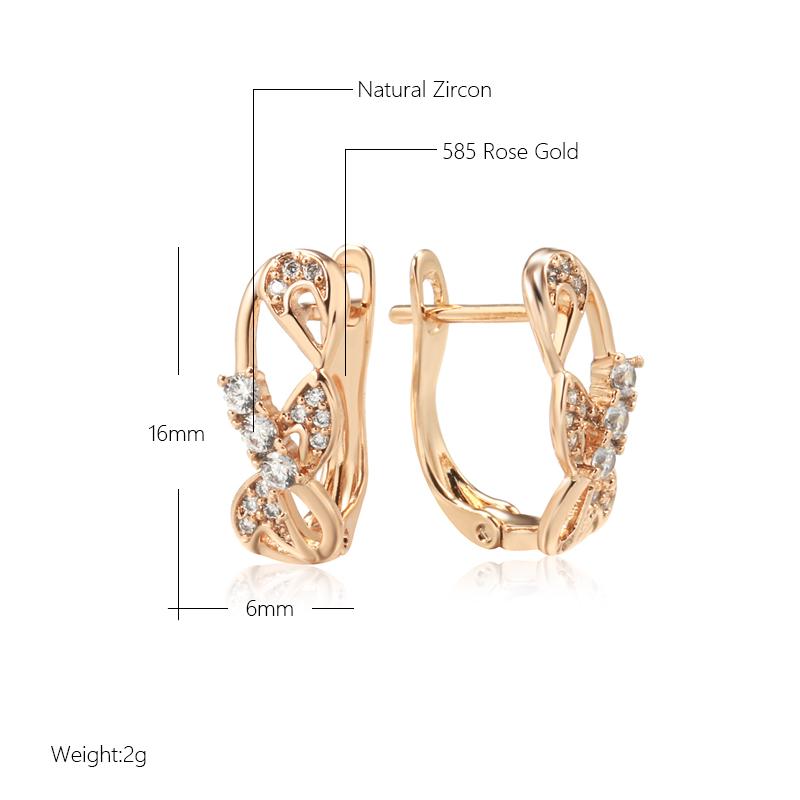 Shining Natural Zircon Dangle Earrings For Women Rose Gold Color High Quality Daily Fine Jewelry Trend