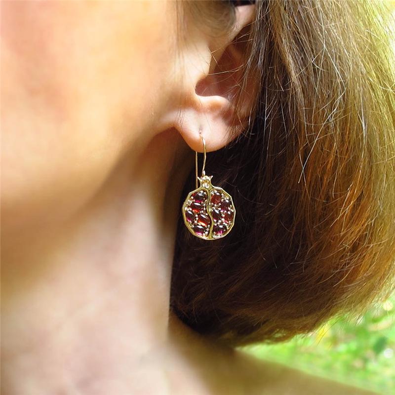 Bohemian Red Pomegranate Seed Women's Earrings - European & American Style
