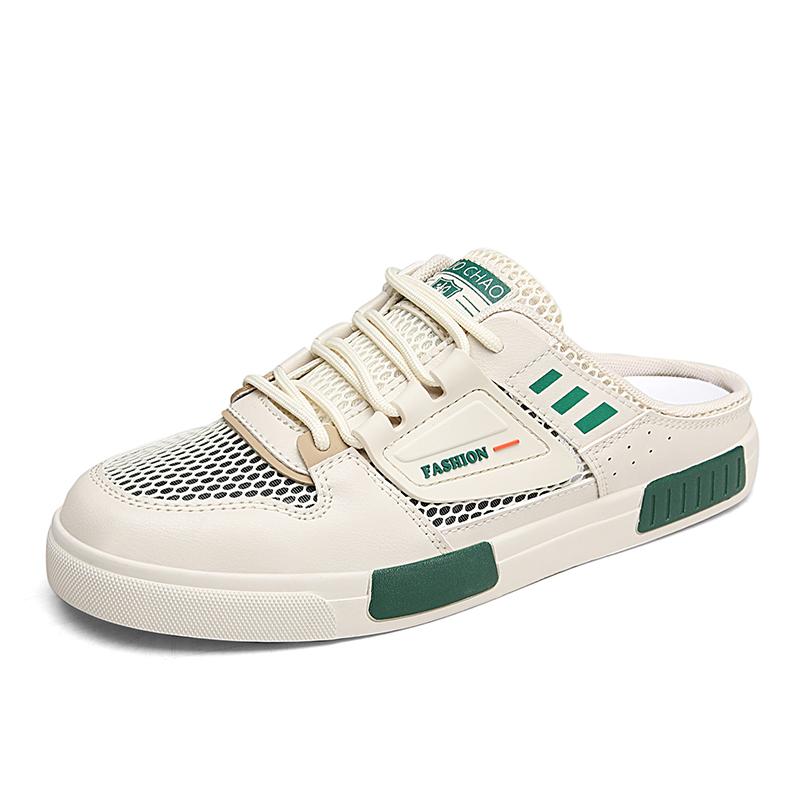 Plus Size Mesh Mules Men Semi-Drag Casual Shoes Half Shoes For Man Backless Sandals Flat Board Shoes Loafers Slipper Male Slides