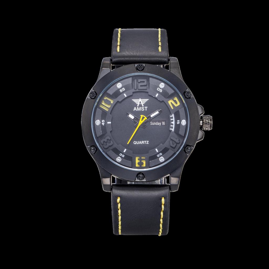 AMST Aimeishi Relógio de Quartzo Esportivo à Prova d'Água Fashion com Mostrador Grande Retrô e Calendário