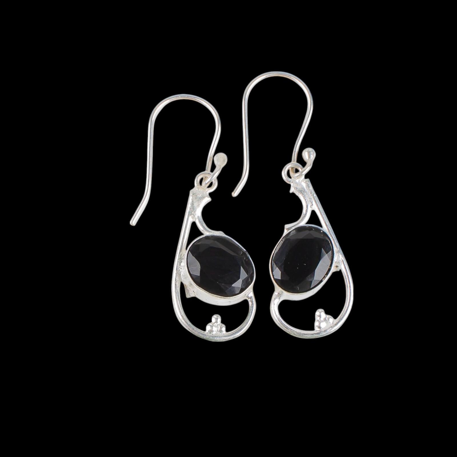 

Black Onyx Gemstone 925 Sterling Silver Jewelry Handmade Women Earrings 1.60 EE-49-15