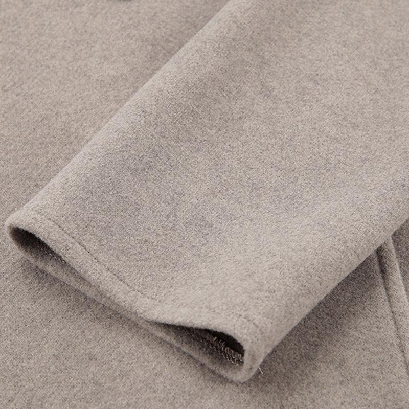 Womens Double Breasted Solid Color Woolen Coat Casual British Style Versatile Outerwear