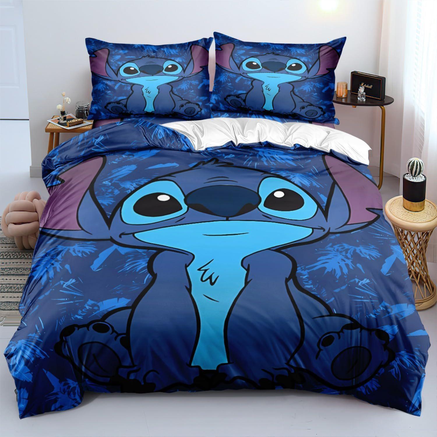 

Home Textile Three-Piece Dark Blue Cartoon Digital Printing Quilt Pillowcase Bedding 90 * 200