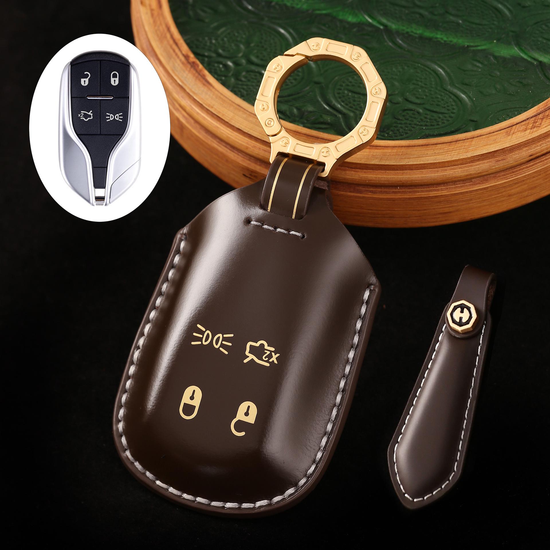 

Премиальный серый кожаный чехол для ключей для Maserati Boli President Levante