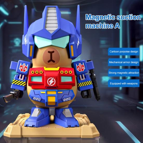 Magnetic Mechanical Capybara Building Toy Buildable Mecha Capybara Figure with Movable Parts Educational Cartoon Animal Model Decoration