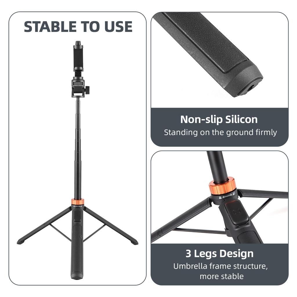 KINGJOY M080 70in Extendable Selfie Stick Tripod Handheld Photography Bracket Desktop Tripod Stand with 1 4 Inch Screw