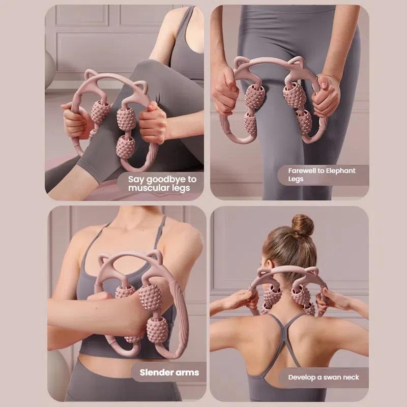 4 Wheel Leg Slimmer Massage Roller Soft Rubber Yoga Foam Roller for Muscle Relaxation Exercise Circular Massage Stick Leg Clamp