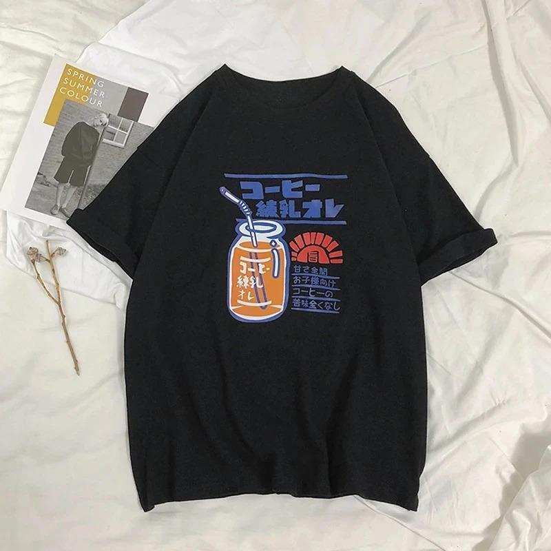 Camiseta feminina de manga curta solta estilo co S