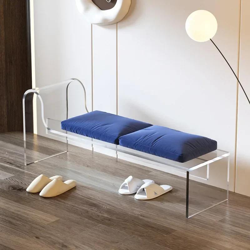Acrylic Furniture Bench Stool Nordic Home Doorstep Transparent Shoe Changing Stools Bedroom Cloakroom Minimalist Makeup Chair