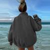 Half Zipper Stand Collar Sweatshirt Women Loose Long Sleeve Hoodie Autumn Winter Solid Color Casual Sport Pullover