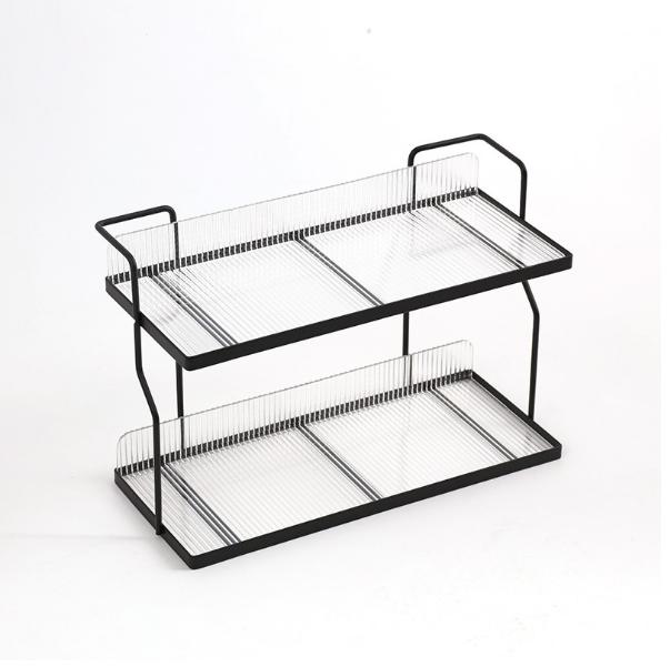 Акриловая кухонная полка для специй 2-ярусный органайзер для столешницы Универсальная полка для хранения приправ и трав Предметы первой необходимости для домашней кухни 2-tier чёрный 2400₽