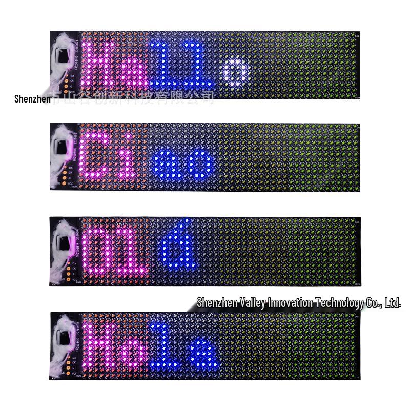 12x48 HD LED Flexible Display Screen - Bluetooth-Controlled RGB Scrolling Dot Matrix for Advertising