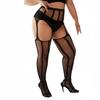 Plus Size Women Suspender Garter Stockings Fishnet Pantyhose Lingerie Over Knee Thigh High Sexy Panty Lace Socks 5Xxxxl